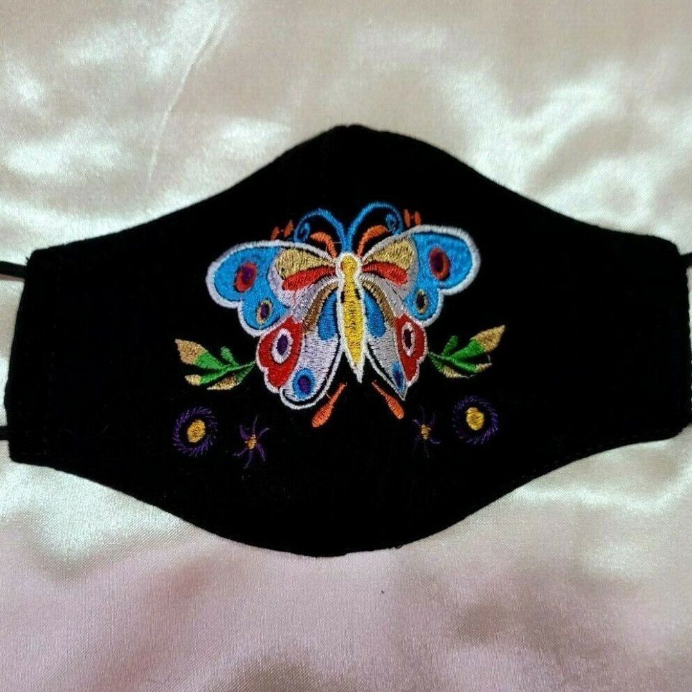 Mexican Embroidered Handmade Face Mask Cubrebocas Artesanal Triple Layer…